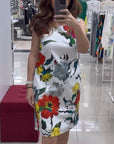 Floral print sleeveless elegant dress