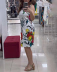Floral print sleeveless elegant dress