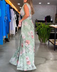 Floral print V-neck elegant sleeveless dress