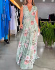 Floral print V-neck elegant sleeveless dress