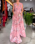 Floral print V-neck elegant sleeveless dress