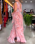 Floral print V-neck elegant sleeveless dress