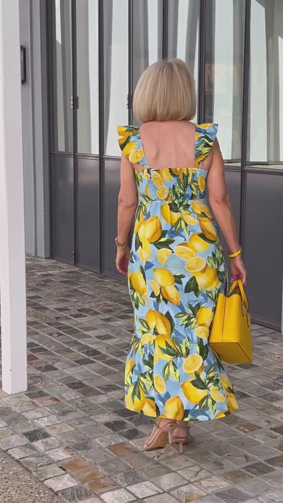 Lemon Print Tunic Dress with Relaxed Fit