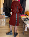 Solid pocket hooded dress