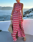 Halter Neck Beach Vacation Print Dress