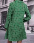 Lapel Long Sleeve Printed Dress