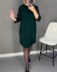 Pleated patchwork mesh solid color dress