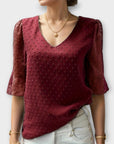 Blouse with Deep Neckline – Soft-Touch Statement Piece for Elegant Evenings or Weekend Styling