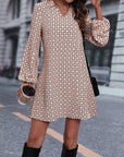 Lapel Long Sleeve Printed Dress