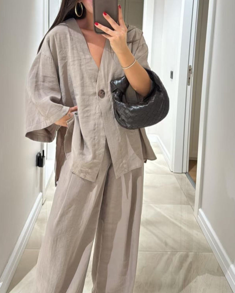 Comfortable V-Neck Casual Two-Piece Set
