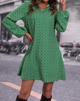 Lapel Long Sleeve Printed Dress