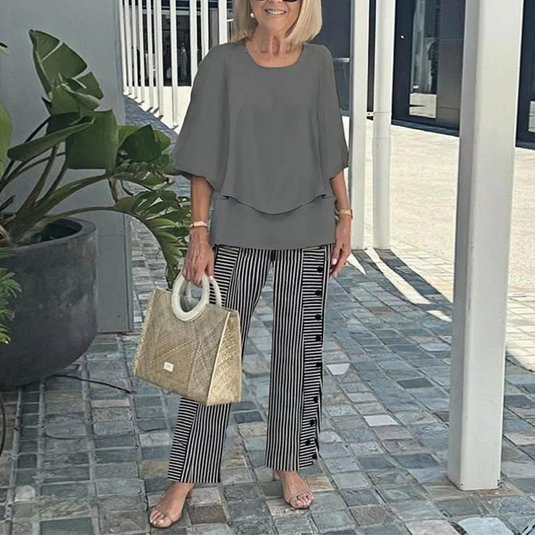 Mid-Sleeve Set Two-Piece