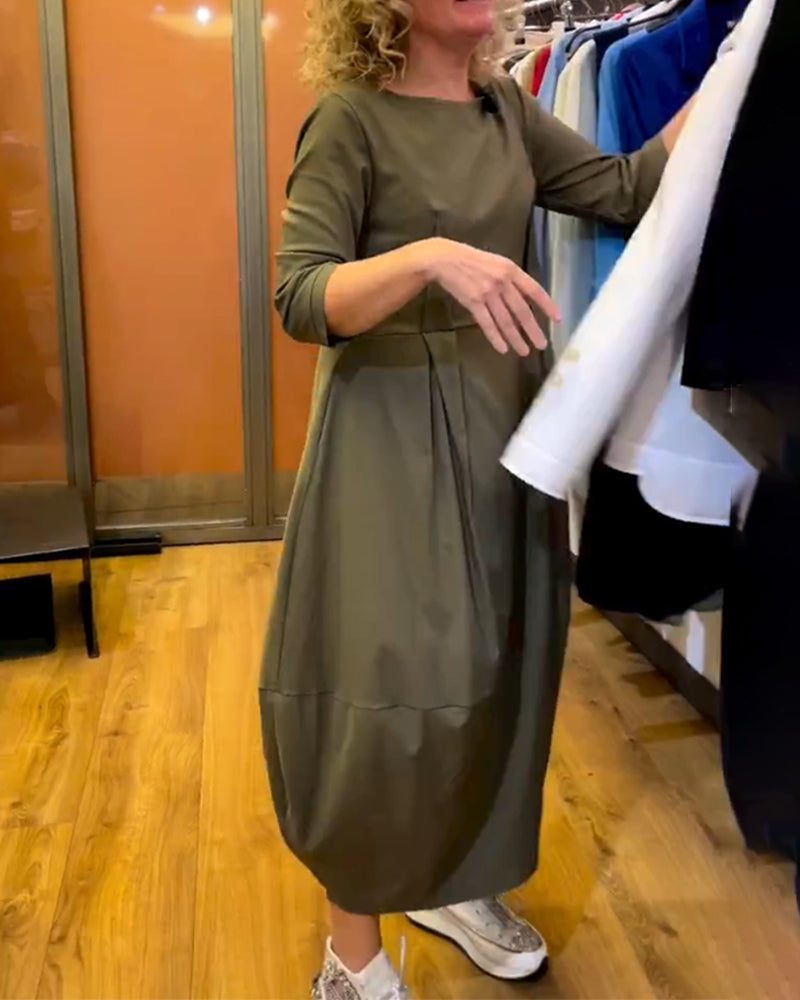 Round Neck 2/3 Sleeve Dress