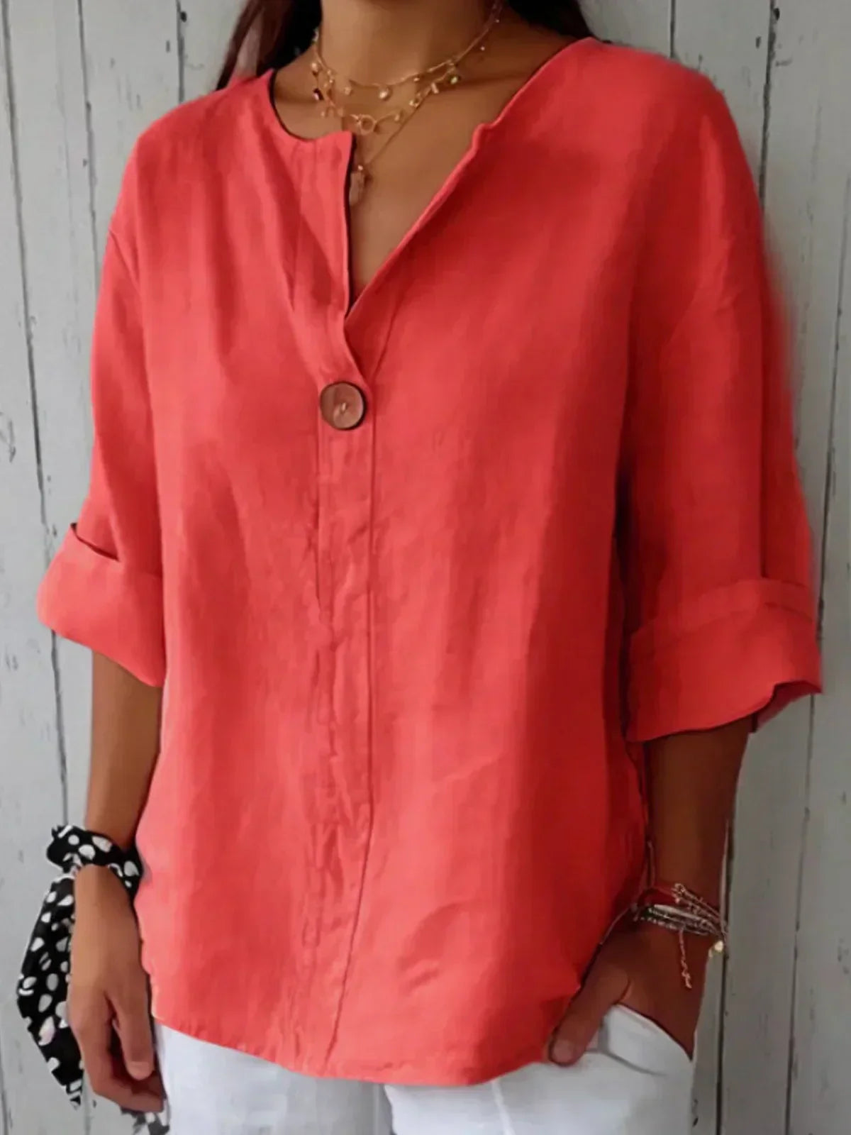 Modern Fit Casual V Neck Blouse