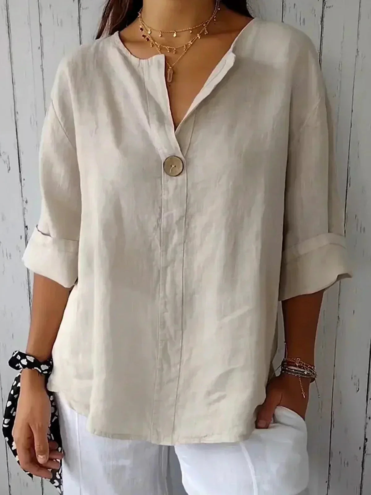 Modern Fit Casual V Neck Blouse