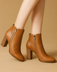 High Heel Ankle Boots with Double Zipper