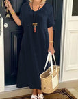 Casual V-Neck Pocket Dress