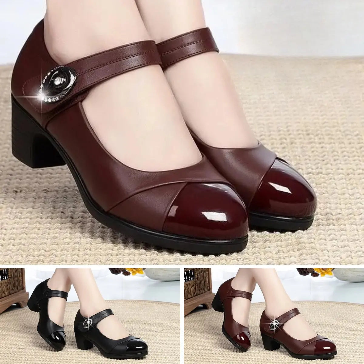 Round Women's Shoes – Genuine Leather with Soft Sole for Ultimate Comfort