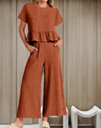 Short-sleeved Pleated Vest Two-Piece Set