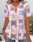 Casual Printed Scoop V-Neck T-Shirt