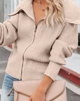 Cozy Zip Front Cardigan with Full Sleeves