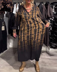 V-neck long-sleeved gradient dress