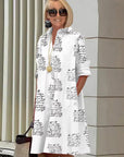 Stylish Dress Featuring Letter Print and Pockets
