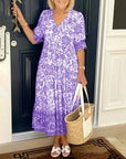 Deep V Half Sleeve Boho Tunic Dress
