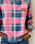 Plaid Patchwork Fashion Sweatshirt