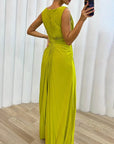 Elegant Pleated Long Evening Gown