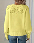 Crew Neck Long Sleeve Hollow Sweater