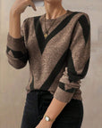 Geometric-Print Crew Neck Sweater