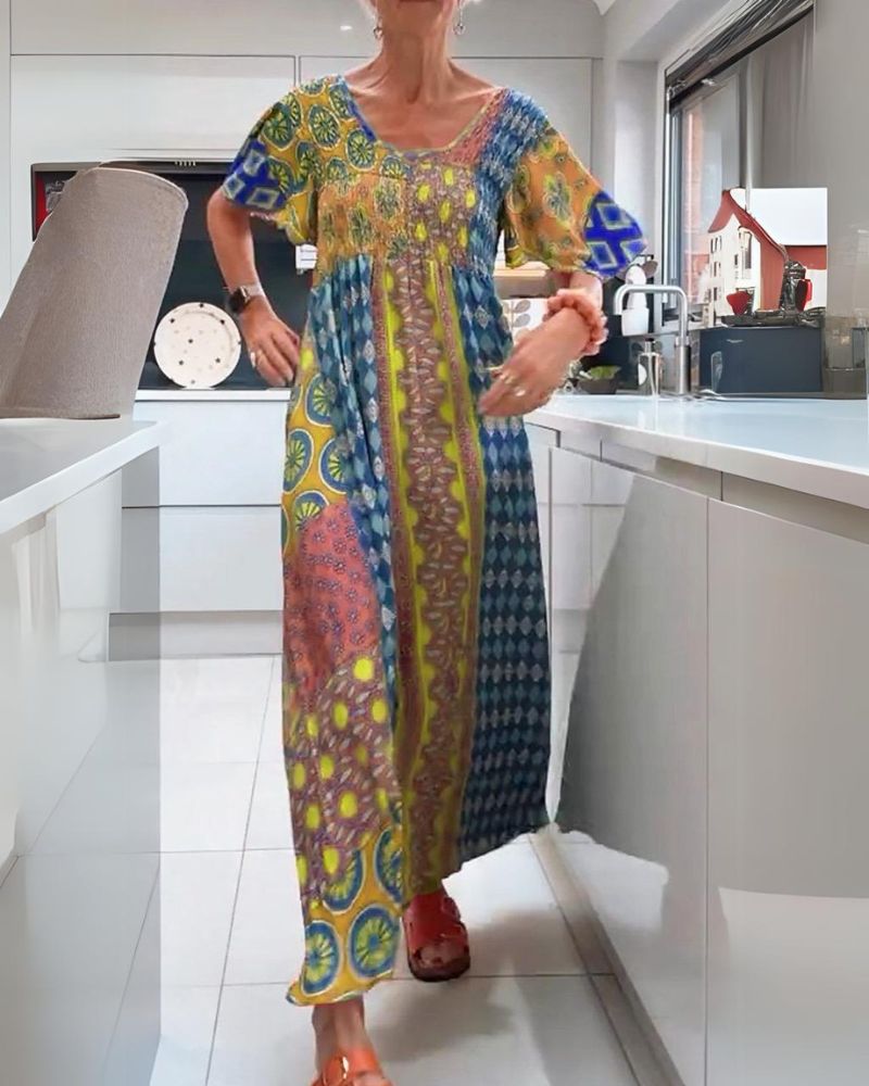 Boho Bliss Patchwork Maxi Dress