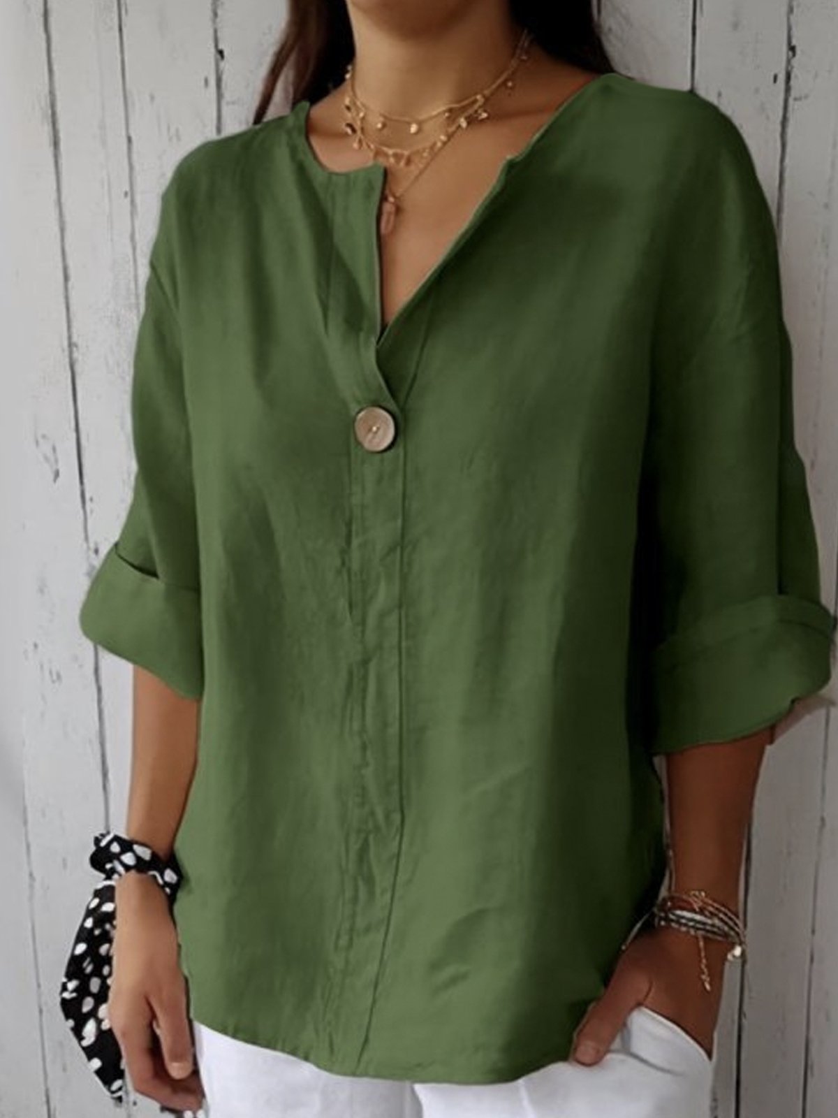 Modern Fit Casual V Neck Blouse