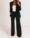 Modern Blazer Outfit with Bold Stripe Trim