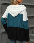 Color Block Hooded Long Sleeve T-Shirt