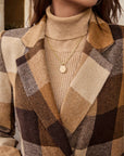 Elegant Plaid Double-Breasted Coat for Fall and Winter