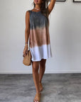 Sleeveless color block casual dress