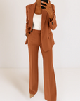 Modern Blazer Outfit with Bold Stripe Trim