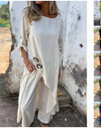 Elegant Cotton And Linen Two Piece Dress