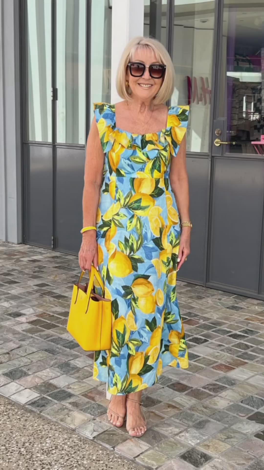 Lemon Print Tunic Dress with Relaxed Fit
