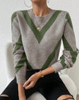 Geometric-Print Crew Neck Sweater