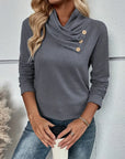 Elegant Cowl Neck Long Sleeve Sweater