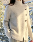 High-Neck Irregular Design Sweater