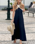Cross Backless Contrast Color Elegant Dress