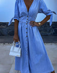 Stylish Solid Color Denim Dress Women