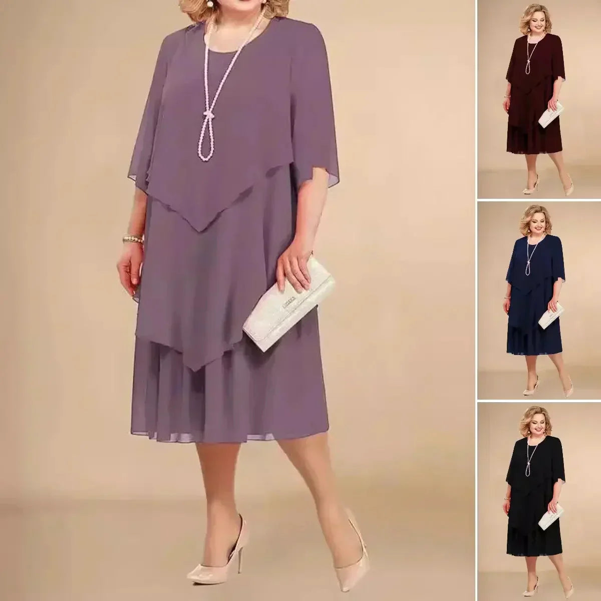 Refined Drape Midi Style Dress