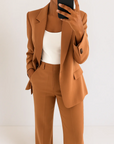 Modern Blazer Outfit with Bold Stripe Trim
