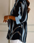 Stand Collar Irregular Printed Blouse