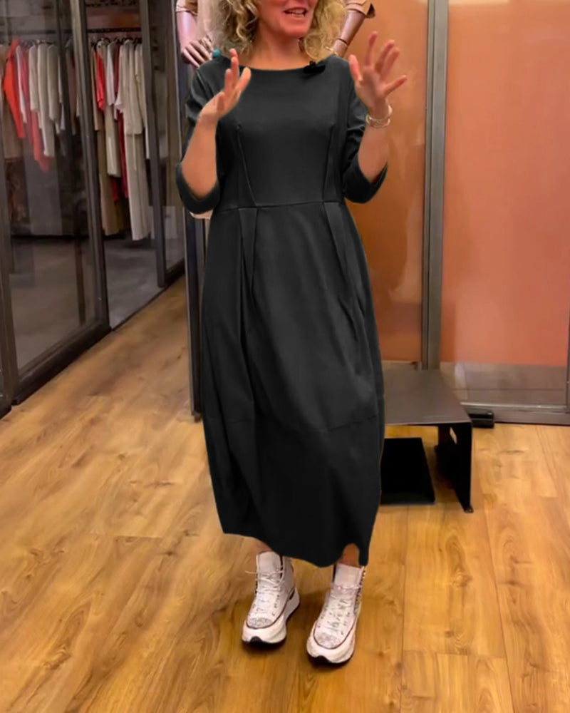 Round Neck 2/3 Sleeve Dress